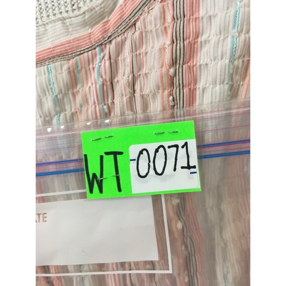 Dressbarn Womens Top Size 1X Pink White Green Striped Button Up Blouse V neck - Picture 14 of 14